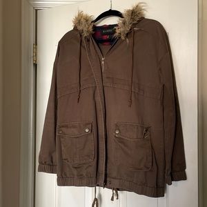 Hooded khaki jacket